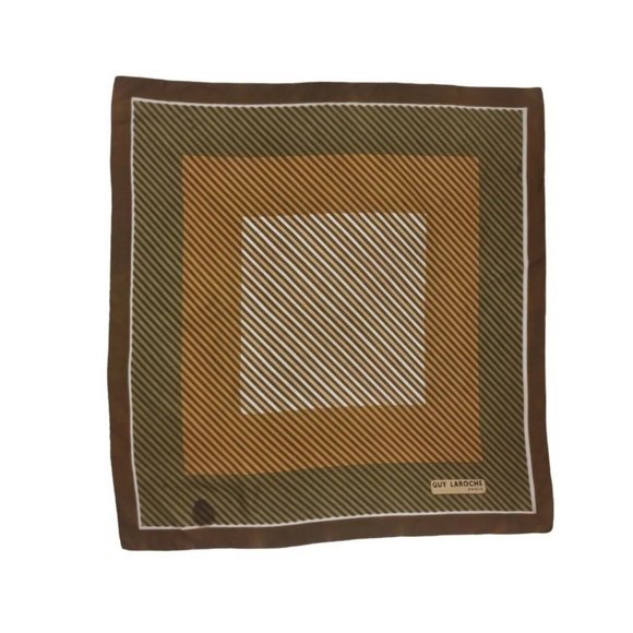 Foulard Authentique Guy Laroche En Soie 100% - Modèle Géométrique Multicolore Vintage
